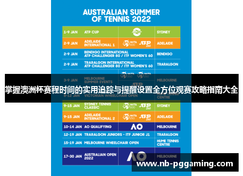 掌握澳洲杯赛程时间的实用追踪与提醒设置全方位观赛攻略指南大全